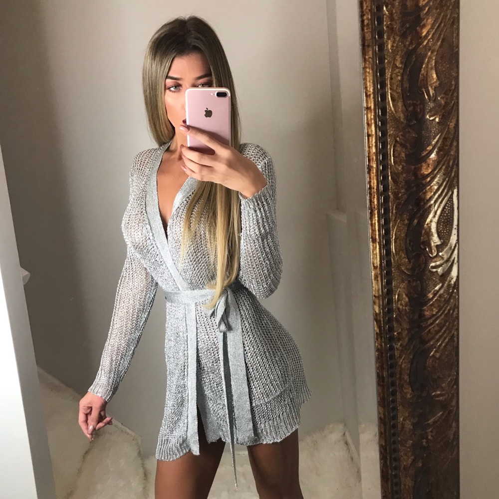 Silver metallic sweater